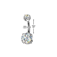 Implant Grade Titanium Gold PVD White Moissanite Internally Threaded Round Belly Ring