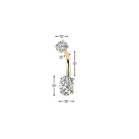 316L Surgical Steel Oval White CZ Internally Threaded Belly Ring