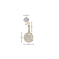 316L Surgical Steel White CZ Circle Pave Gem Internally Threaded Belly Ring