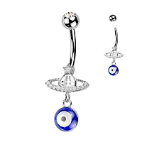 316L Surgical Steel Saturn Star Celestial Evil Eye Dangle Belly Ring