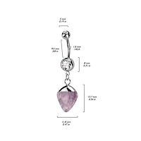 316L Surgical Steel Semi Precious Stone Amethyst Dangle Belly Ring