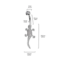 316L Surgical Steel Gold PVD White CZ Lizard Gecko Non Dangle Belly Ring