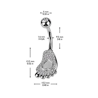 316L Surgical Steel White CZ Heart Baby Foot Belly Ring
