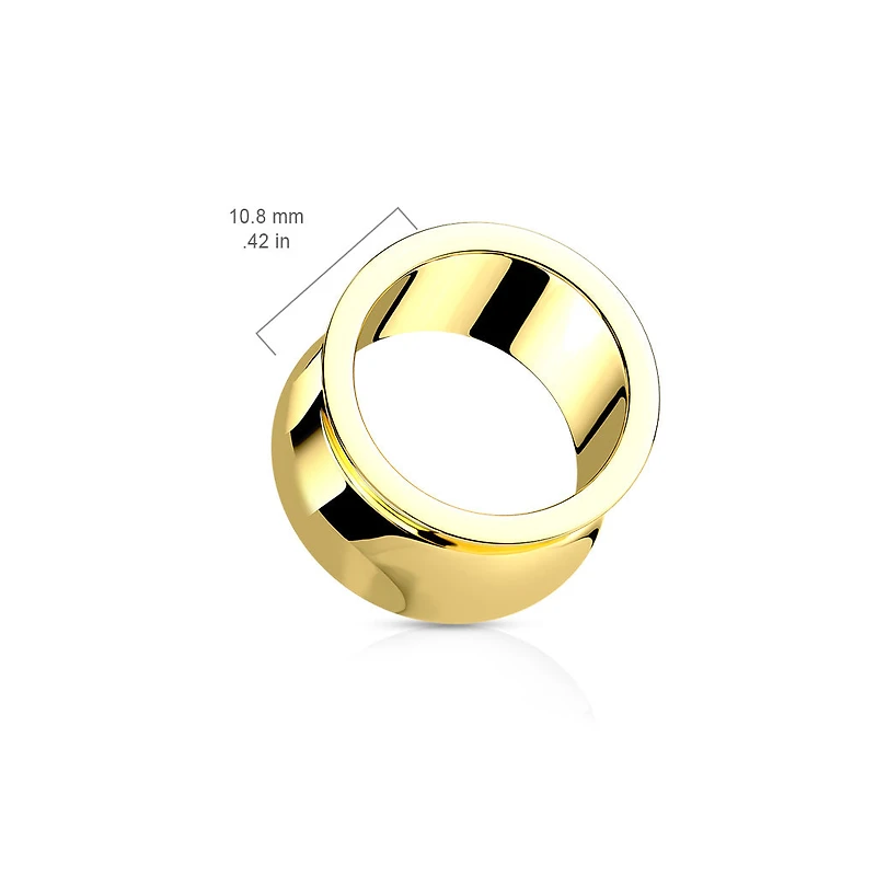 316L Surgical Steel Gold PVD Double Flared Saddle Ear Tunnels