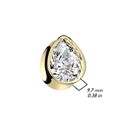 316L Surgical Steel Gold PVD White CZ Teardrop Shaped Double Flared Plug
