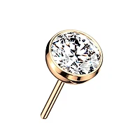 Implant Grade Titanium Rose Gold PVD White CZ Bezel Gem Threadless Push In Labret