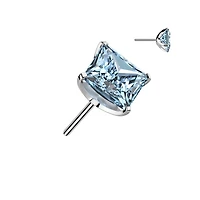 Implant Grade Titanium Square Aqua CZ Gem Threadless Push In Labret
