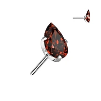 Implant Grade Titanium Red CZ Teardrop Gem Threadless Labret With Flat Back