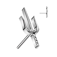 Implant Grade Titanium Threadless Push In Dainty Trident Top Labret With Flat Back