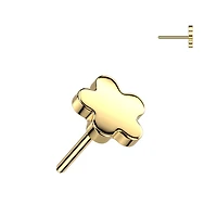 Implant Grade Titanium Gold PVD Flower Push In Threadless Labret With Flat Back
