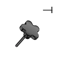 Implant Grade Titanium Black PVD Flower Push In Threadless Labret With Flat Back