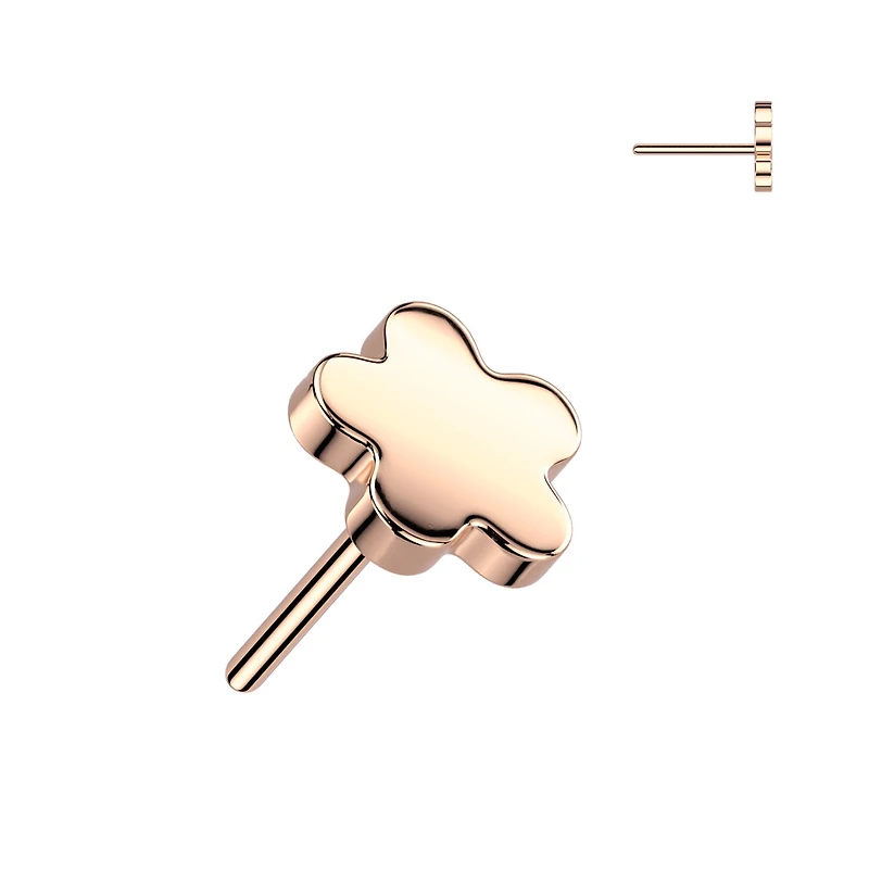 Implant Grade Titanium Rose Gold PVD Flower Push In Threadless Labret With Flat Back