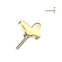 Implant Grade Titanium Gold PVD Butterfly Push In Threadless Labret With Flat Back