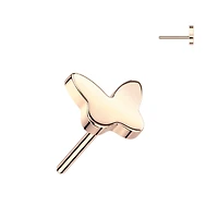 Implant Grade Titanium Rose Gold PVD Butterfly Push In Threadless Labret With Flat Back