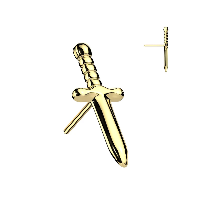 Implant Grade Titanium Gold PVD Dagger Threadless Push In Labret