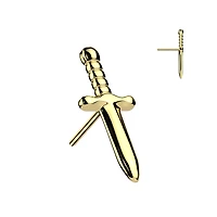 Implant Grade Titanium Gold PVD Dagger Threadless Push In Labret