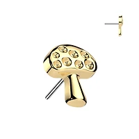 Implant Grade Titanium Gold PVD Mushroom Push In Threadless Labret With Flat Back