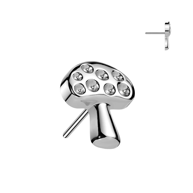 Implant Grade Titanium Mushroom Push In Threadless Labret With Flat Back