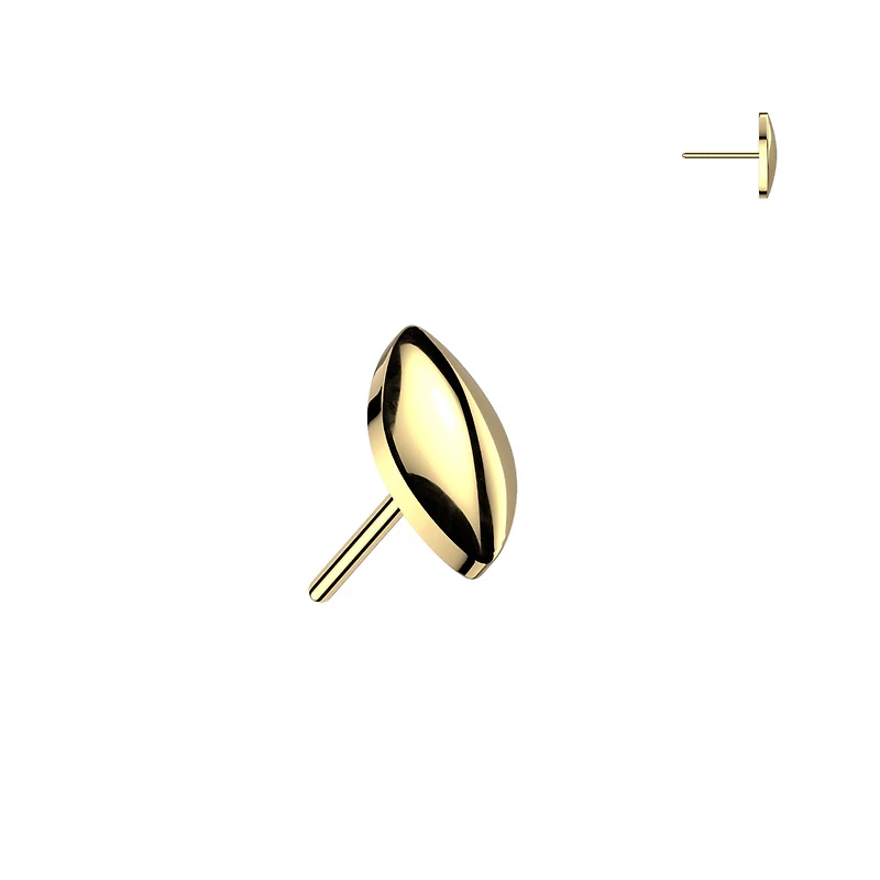 Implant Grade Titanium Gold PVD Minimal Marquise Push In Threadless Labret With Flat Back