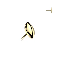 Implant Grade Titanium Gold PVD Minimal Marquise Push In Threadless Labret With Flat Back
