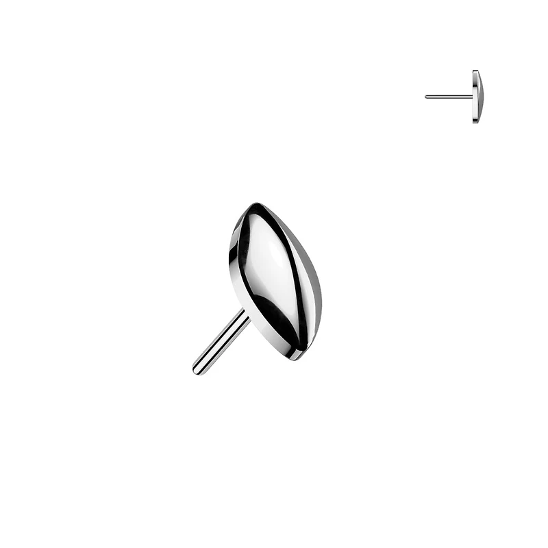 Implant Grade Titanium Minimal Marquise Push In Threadless Labret With Flat Back