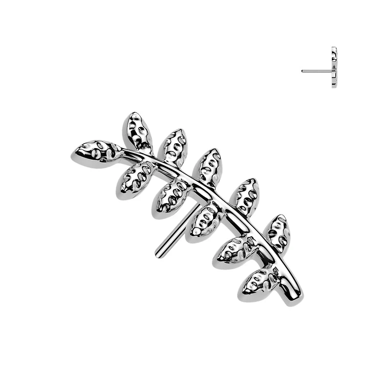 Implant Grade Titanium Curved Textured Leaf Push In Threadless Labret With Flat Back
