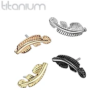 Implant Grade Titanium Gold PVD Leaf Threadless Push In Labret