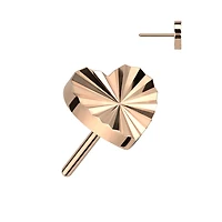 Implant Grade Titanium Rose Gold PVD Ridged Heart Threadless Push In Labret
