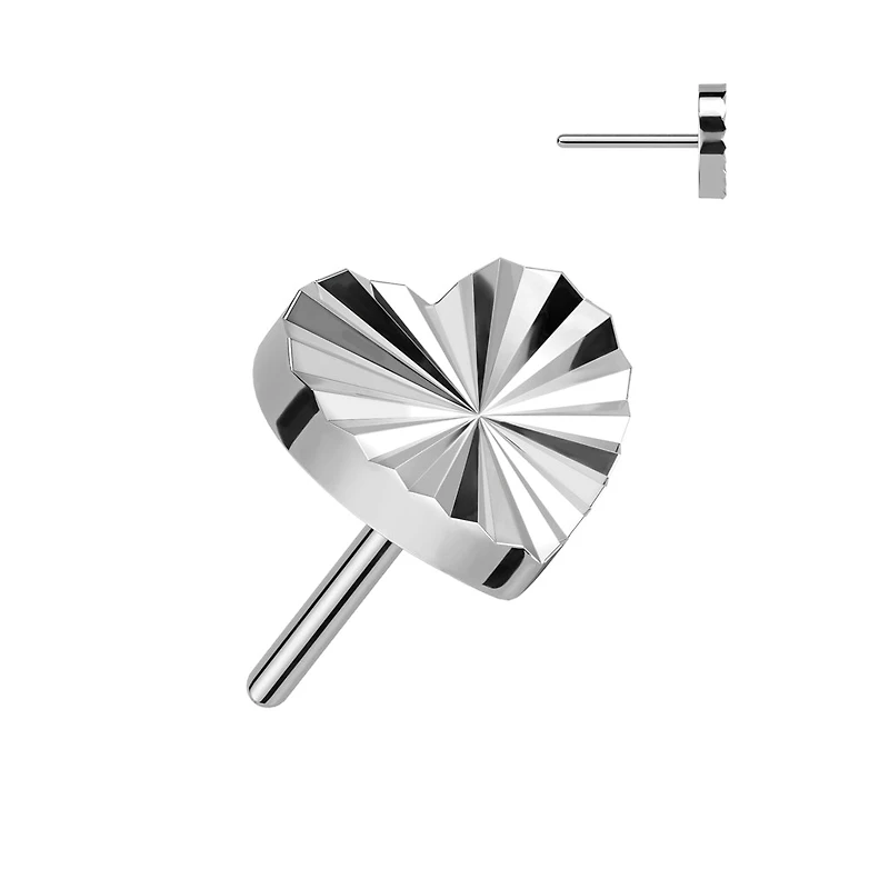 Implant Grade Titanium Ridged Heart Threadless Push In Labret