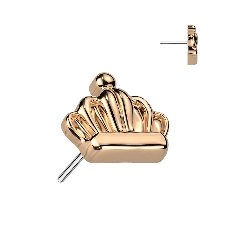 Implant Grade Titanium Rose Gold PVD Large Crown Threadless Push In Labret