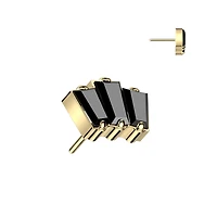Implant Grade Titanium Gold PVD Triple Baguette Black CZ Gem Threadless Push In Labret