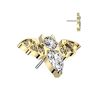 Implant Grade Titanium Gold PVD White CZ Large Flying Bat Threadless Push In Labret