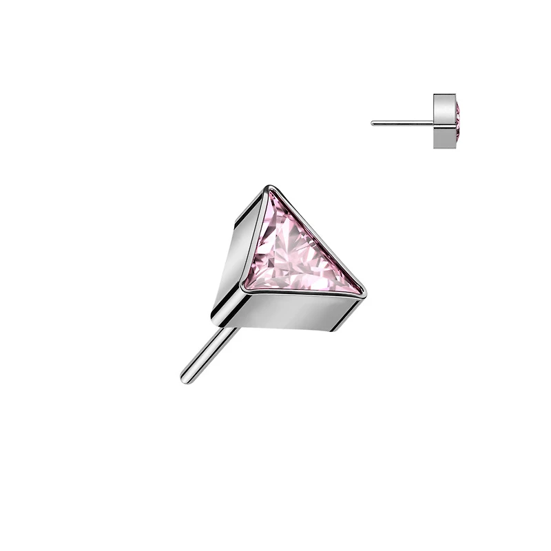 Implant Grade Titanium Pink CZ Triangle Threadless Push In Labret