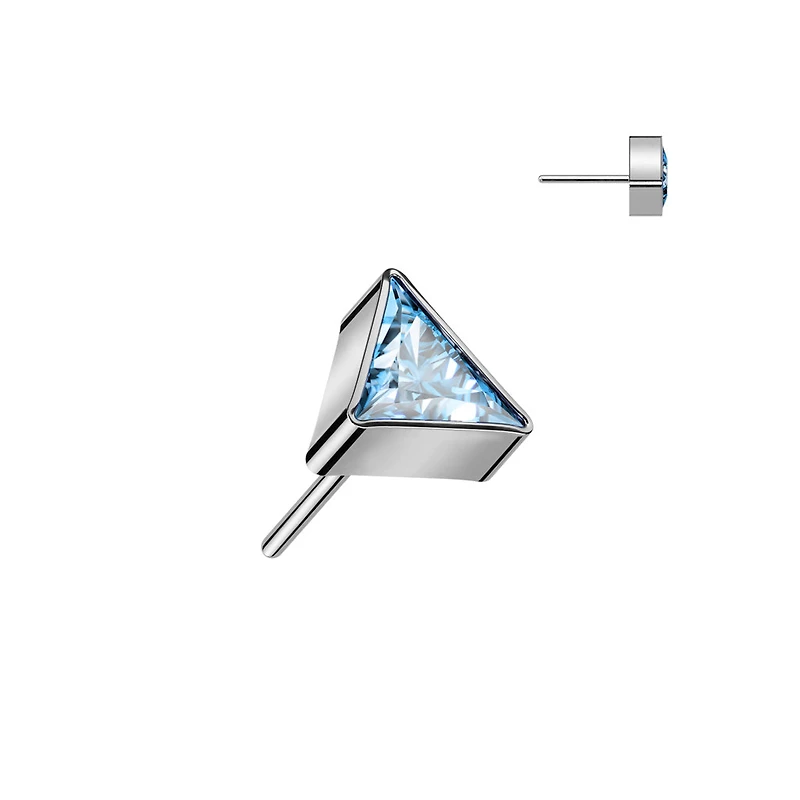 Implant Grade Titanium Aqua CZ Triangle Threadless Push In Labret