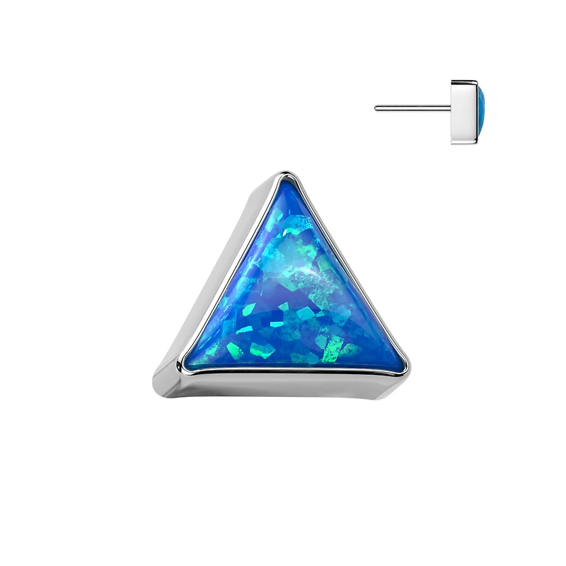 Implant Grade Titanium Blue Opal Triangle Threadless Push In Labret