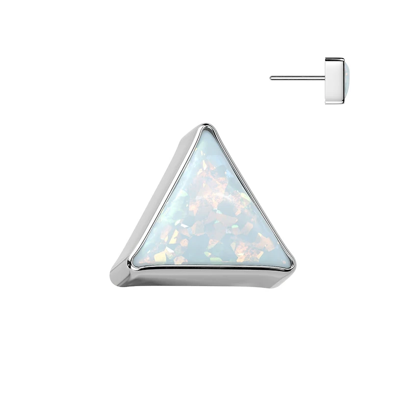 Implant Grade Titanium White Opal Triangle Threadless Push In Labret