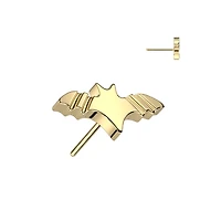 Implant Grade Titanium Gold PVD Winged Flying Bat Push In Threadless Labret With Flat Back
