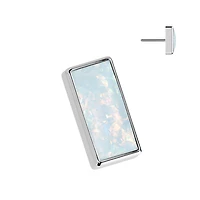 Implant Grade Titanium White Opal Rectangle Threadless Push In Labret