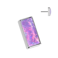 Implant Grade Titanium Purple Opal Rectangle Threadless Push In Labret