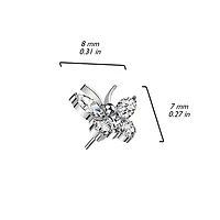 Implant Grade Titanium Large Red CZ Gem Butterfly Threadless Push In Labret
