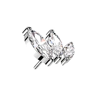 Implant Grade Titanium Triple Marquise CZ Curved Threadless Push In Labret