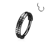 316L Surgical Steel Black PVD Pyramid Cut Hinged Clicker Hoop