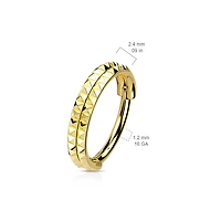 316L Surgical Steel Rose Gold PVD Pyramid Cut Hinged Clicker Hoop