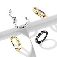 316L Surgical Steel Gold PVD Pyramid Cut Hinged Clicker Hoop