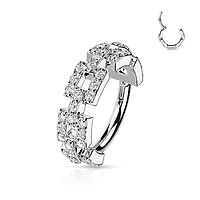 316L Surgical Steel White CZ Chain Link Hinged Clicker Cartilage Hoop