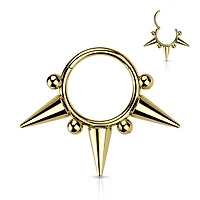 316L Surgical Steel Gold PVD Ball Spike Septum Hinged Clicker Hoop