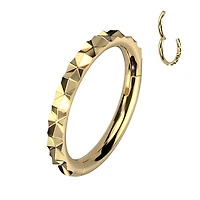316L Surgical Steel Gold PVD Textured Pattern Hinged Clicker Hoop