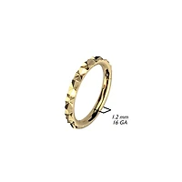 316L Surgical Steel Gold PVD Textured Pattern Hinged Clicker Hoop