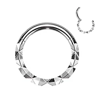 316L Surgical Steel Textured Pattern Septum Daith Hinged Clicker Hoop