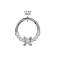 316L Surgical Steel Gold PVD White CZ Dainty X Hinged Clicker Hoop